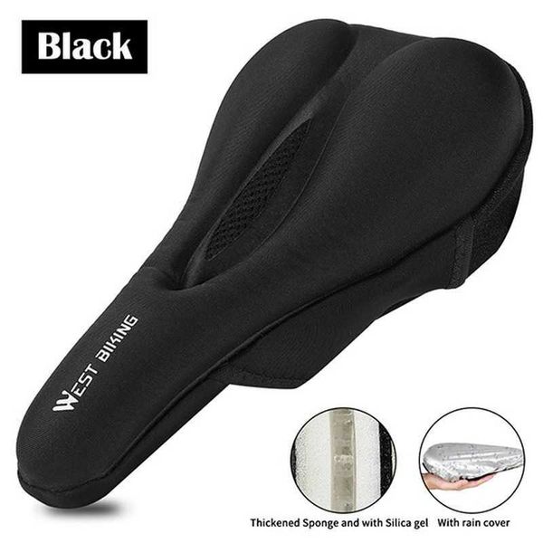 Selles West Biding Boking Anti-slip Tocoproping Cycling Cusling Silicone Gel Saddle Couvercle avec Rain Comfort Soft MTB Road Road Bike Siat 0131