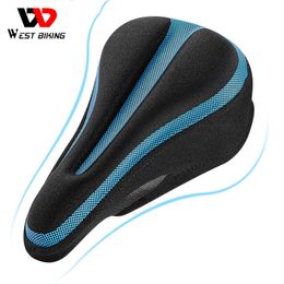 Sillines West Biking Memory Foam MTB Road Bike Sillín Cubierta 3D Cojín de asiento de silicona Acogedor Ciclismo Antideslizante Gel de sílice Accesorios para bicicletas 0131