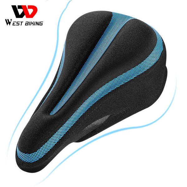 Selles WEST BIKING Mousse à mémoire de forme VTT Housse de selle de vélo de route Coussin de siège en silicone 3D Confortable Vélo Gel de silice antidérapant Accessoires de vélo 0131