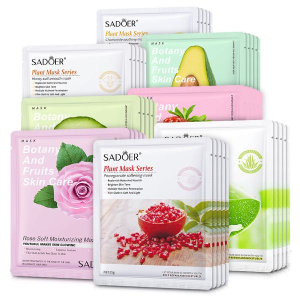 SADOER masque facial en feuille hydratant beauté hydratante ensembles de soins de la peau masques pour le visage aux fruits végétaux