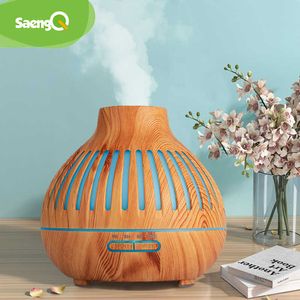 saengQ Diffuseur d'arôme électrique Humidificateur d'air à ultrasons 400ML Huile essentielle Télécommande LED Cool Mist Maker Fogger 210724