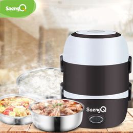 SaengQ Electric Riz Cuisinière Acier inoxydable 2/3 Couches Steamer Portable Repas Thermique Chauffage Thermique Boîte à lunch Conteneur de nourriture Réchauffeur T200709