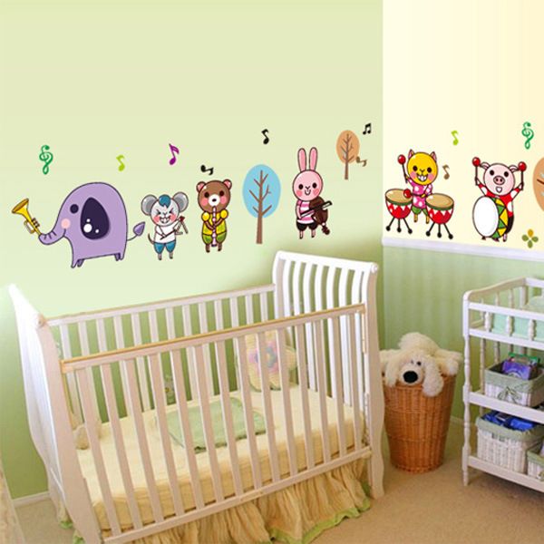 safari wall sticker enfant rôle des enfants bricolage adhésif art mural photo Animal Rock Band amovible vinyle papier peint AY7155 210420