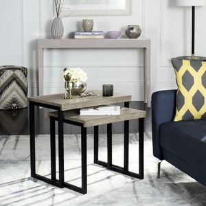 Safavieh Home Collection Femi Table gigogne moderne en chêne clair et noir