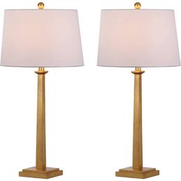 SAFAVIEH Lighting Collection Andino Gold Juego de 2 lámparas de mesa de 32 pulgadas - Perfecto para dormitorio, sala de estar, oficina en casa - Incluye bombillas LED