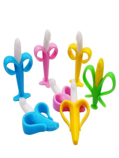 Anneau de dentition en Silicone pour bébé, brosse à dents d'entraînement, BPA, banane, maïs, jouets à mâcher pour nourrissons, cadeaux pour nouveau-nés5805314