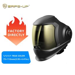 Casque de soudage professionnel à grand écran de visualisation SAFE-UP pour masques de soudage à obscurcissement automatique TIG MIG MAG MMA True Color 240104