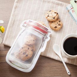 Safe Zippers Sacs de rangement en plastique Mason Jar en forme de récipient alimentaire Resuable Eco Friendly Snacks Bag 200pcs