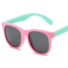 Lunettes de soleil polarisées UV400 en Silicone pour bébé, plus sûres, à la mode, assorties aux couleurs, 18 couleurs, Whole289W