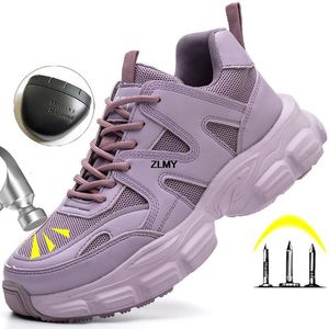 Veiligheid 128 Women Steel Teen Boots Ademend werkende sneaker Lichtgewicht Sport Work Shoes Woman Boot Industrial 230923 ing 10475