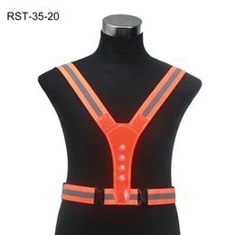 Chaleco de ciclismo led de la correa de seguridad chalecos reflectantes de visibilidad ajustable rayas de engranajes deportes nocturnos