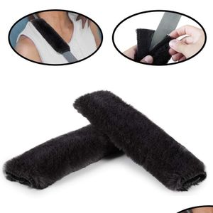 Ceintures de sécurité Accessoires 2 pièces Ceinture de sécurité de voiture Shoder Pad Confortable en peau de mouton Ceinture de sécurité Sangle ER pour Adt et Kid Drop Livraison Dhg0X