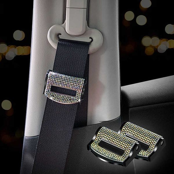 Accesorios de cinturones de seguridad 2 UNIDS Universal Diamond Car Safety Seat Belt Hebilla Clip Stopper Auto Cinturón de seguridad Clips de fijación Bling Car Assessoires para mujer T221212