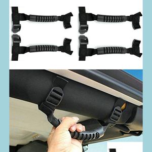 Accesorios de cinturones de seguridad 4 X Roll Bar Asas de agarre Mango de agarre para Jeep Wrangler Yj Tj Jk Jku Jl Jlu Sports Sahara Dom Rub Unlimit Dhfp4