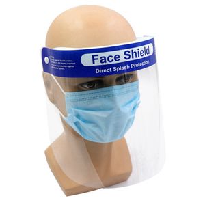 Sécurité Faceshield Transparent Full Face Cover Film de protection Outil Anti-buée Premium PET Material Face Shield Designer Masques 300pcs RRA3041