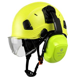 Casque de sécurité avec visière pour lunettes d'ingénieur CE EN397, casque de Construction, cache-oreilles, casquette de protection ABS pour hommes