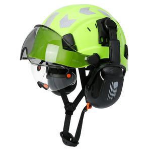 Casque de sécurité avec visières, lunettes intégrées, cache-oreilles, autocollants de réduction du bruit pour ingénieur, casque de sécurité ABS, casquette de travail industrielle ANSI 240322