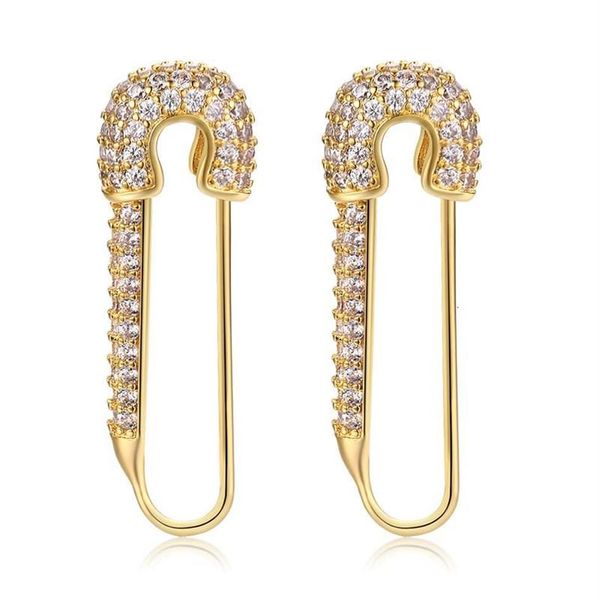 Veiligheidsspeld zilveren oorringen voor dames meisjes met zirkonia Dangle Drop Stud Post Pave oorbellen266n