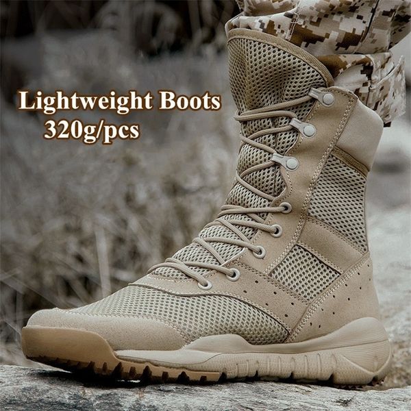 Chaussures de sécurité 34 49 taille hommes femmes ultralégères escalade en plein air formation tactique armée bottes été respirant maille randonnée désert botte 220921