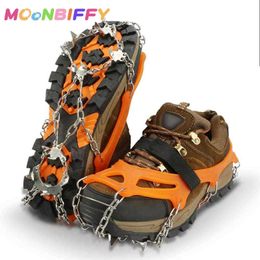 Chaussures de sécurité 8 dents en acier pince à glace Spike pour anti-dérapant escalade pointes de neige Crampons Crampons griffes de chaîne poignées bottes couverture 230821