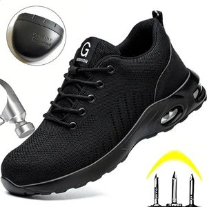 Safety Shoes Air Cushion Working Shoes For Men Anti-Smashing Steel Toe Puncture Proof Construction Safety Shoes Sneakers Male Footwear 231110