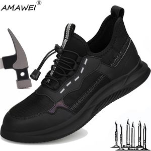 Chaussures de sécurité AMAWEI Steel Toe Chaussures de sécurité Hommes Baskets de travail légères Chaussures anti-crevaison Unisexe Coustruction Bottes résistantes à l'usure Taille 230720