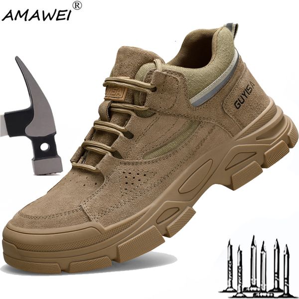 Chaussures de sécurité AMAWEI travail chaussures de sécurité confortables femme et homme extérieur bout en acier résistant à l'usure anti-fracas anti-dérapant bottes anti-crevaison 230720