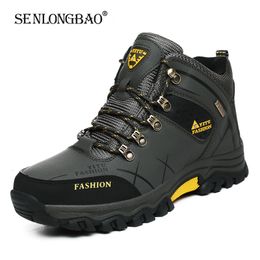 Chaussures de sécurité marque hommes bottes de neige d'hiver baskets en cuir imperméables bottes pour hommes super chauds en plein air bottes de randonnée pour hommes chaussures de travail taille 39-47 230203