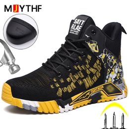 Veiligheidsschoenen Fashion Men Work Safety Boots Anti-Smash Anti-Punctuur Werk Sneakers High Top Safety Shoes Men Onverwoestbaar werk Laarzen 230505