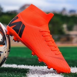 Zapatos de seguridad Futstal FG / TF Naranja Botas de fútbol para hombres High Top Men Soccer Cleats Football Trainers Men Sport Shoes zapatillas de futbol 230519