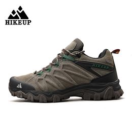 Chaussures de sécurité HIKEUP haute qualité en cuir randonnée Durable Sport de plein air hommes Trekking lacets escalade chasse baskets 230822
