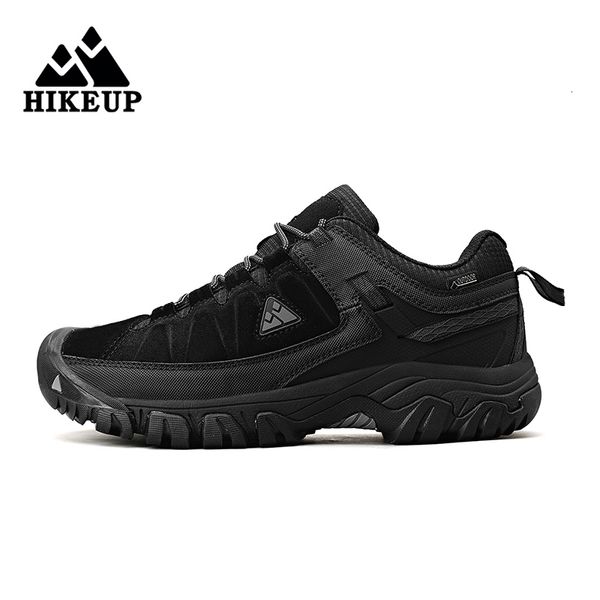 Zapatos de seguridad HIKEUP de alta calidad para hombres, senderismo, cuero duradero, escalada, zapatillas para caminar al aire libre, suela de goma, salida de fábrica 230211