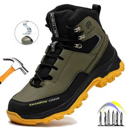 Chaussures de sécurité hommes pour le travail bottes hautes chaussures de travail anti-crevaison avec embout en acier chaussures de travail avec bottes imperméables de protection 240126