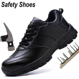 Safety Shoes Men Leather Safety Shoes Anti-smash Anti-puncture Work Shoes waterproof Lightweight Work Sneakers Indestructible Shoes Boots 231128