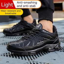 Chaussures de sécurité hommes Sneaker Sneaker Steel Toe Cap chaussures de travail anti-smash Chaussures de travail à l'épreuve des chaussures de sécurité Bottes de protection 240504