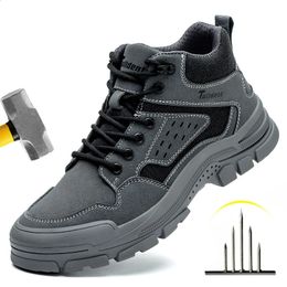 Chaussures de sécurité hommes avec embout en acier Anti-smash hommes chaussures de travail baskets légères Anti-crevaison chaussures indestructibles Drop 240228