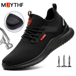 Chaussures de sécurité hommes avec capuchon d'orteil en acier Anti-Smash Men de travail Chaussures Sneakers Light Puncture Indestructible Chaussures Drop 240410