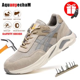 Chaussures de sécurité hommes femmes bottes de travail chaussures de sécurité indestructibles hommes chaussures à bout en acier anti-crevaison travail baskets adulte travail maille chaussures 230715