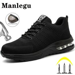 Chaussures de sécurité hommes femmes bottes de sécurité de travail chaussure en acier anti-crevaison coussin d'air baskets de travail chaussures de travail de mode légères unisexe 240220