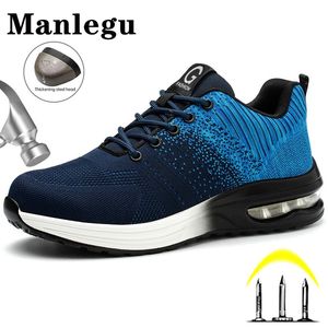 Veiligheidsschoenen Men Werk Veiligheid Laarzen stalen teen schoen punctie punctie proof luchtkussen werk sneakers licht mode werkschoenen unisex 240409