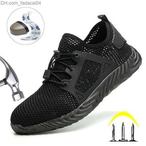 Veiligheidsschoenen Veiligheidsschoenen Zomer Air Mesh Ademend Werk Stalen Neus Schoen Heren Sneakers AntiPuncture Outdoor Constructie Plus Size 221110 Z230701