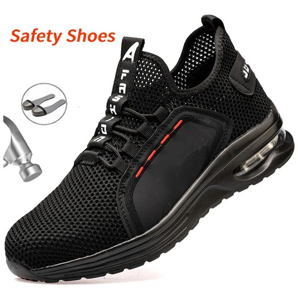 Chaussures de sécurité chaussures de sécurité baskets de travail bout en acier hommes bottes de travail anti-crevaison indestructible sécurité léger 231215