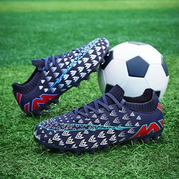 Veiligheidsschoenen Maat 3345 Mode Blue Printing Sock Children's Football Sneakers Antislip Men Women Training Laceup Kids Soccer 230822