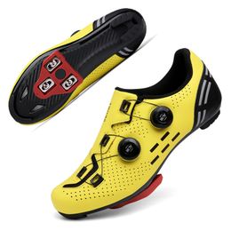 Veiligheidsschoenen Snelle fietsen met schoenplaatjes Carbon Road Bike Boots Men Mtb Flat Sneakers SPD Racing Women Self Locking Bicycle 220922