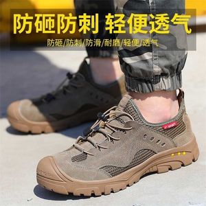 Chaussures de sécurité Embout en acier Anti-Smash Anti-Stab Matériau en daim de vache Plus respirant Résistant à l'usure Travail confortable 211217