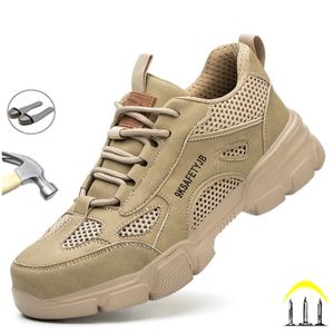 Veiligheidsschoenen Zomerarbeidsbescherming Veiligheid Wrok schoenen Anti Smashing Steel Toe Cap Ademvol comfortabele veiligheid Laarzen Industrial Male schoenen 230812