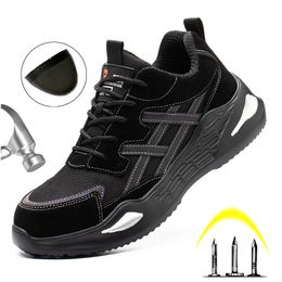 Zapatos de seguridad Waliantile Zapatos de seguridad indestructibles para hombres Botas de trabajo con punta de acero antigolpes Zapatillas de deporte para hombres Zapatos de seguridad para la industria a prueba de pinchazos