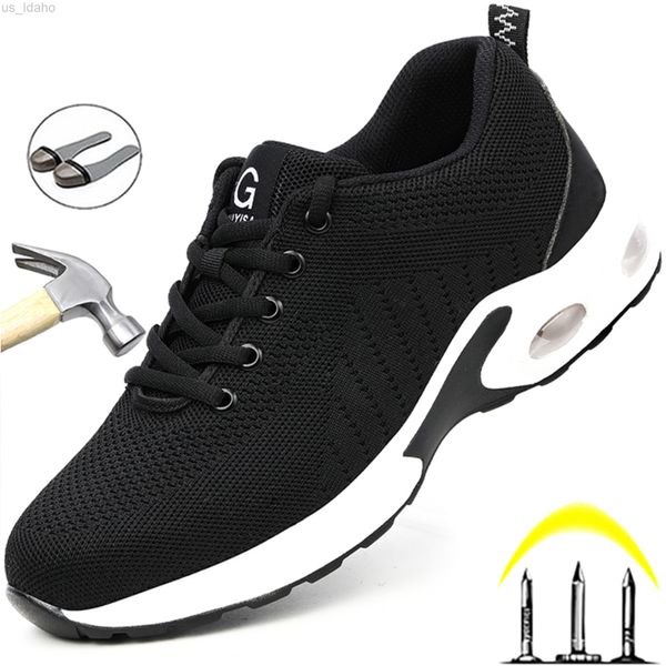 Zapatos de seguridad para mujer, puntera de acero, trabajo, hombres, zapatillas cómodas, calzado de seguridad a prueba de pinchazos L220921