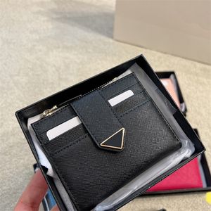 Saffiano Designer Wallets Mens Wallet Women Purse Leather Triangle Mini Luxury Card Holder