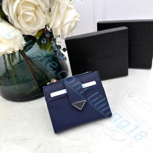 Saffiano Diseñador de moda Carteras Monedero de lujo Patrón entrecruzado Titulares de tarjetas Piel de ganado Monederos unisex Triángulo Logo Carteras clave Forro de algodón Con caja